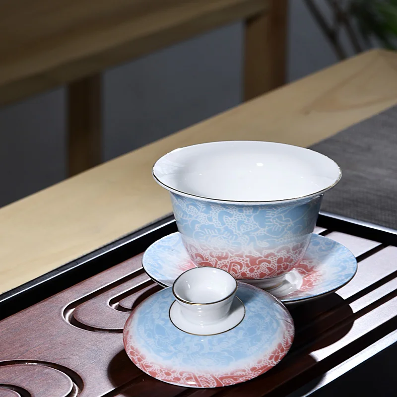 Цзиндэчжэнь Gaiwan фарфоровый керамический эмалированный чайный соусница для тарелки Обложка набор пиалы для чая ручная роспись чайная посуда мастер чашка посуда для напитков ремесла