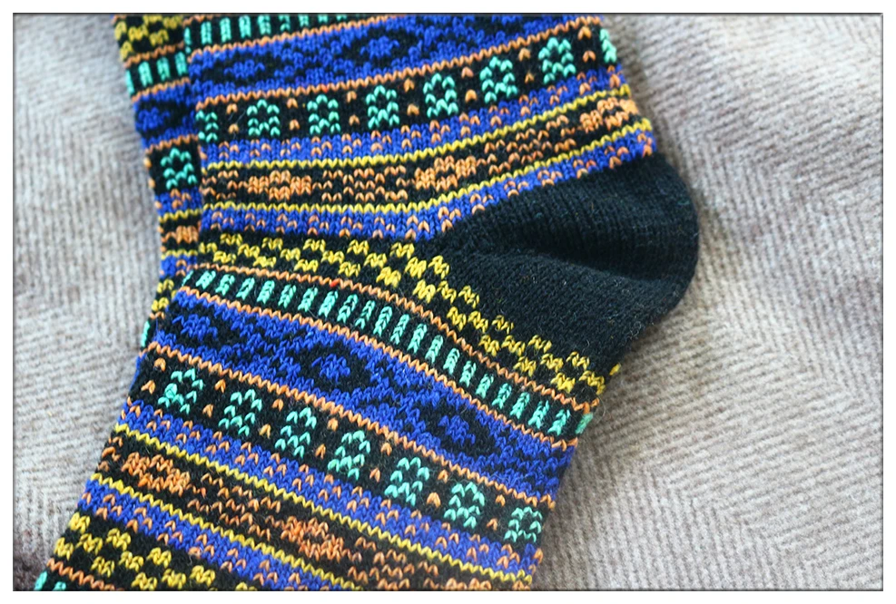 Зимние новые мужские толстые теплые высококачественные повседневные шерстяные носки Harajuku в стиле ретро, 5 пар