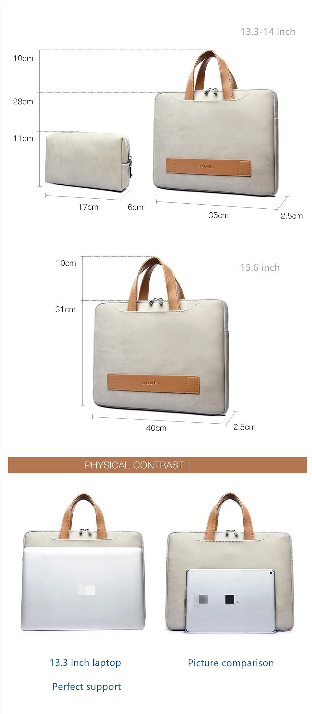 13.3/14 15.6 inch Portable Laptop Bag Waterproof PU Leather Laptop Case Casual Business Handbag for Men and Women