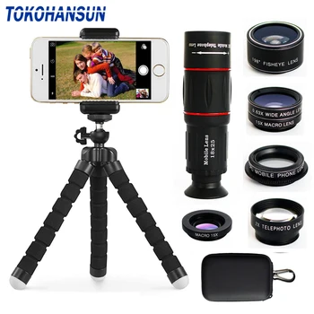 

TOKOHANSUN 18X Mobile Phone Lens Kit Zoom telephoto Telescope+0.63x Wide Angle+15x Macro+2X Telephoto+CPL for iPhone Huawei