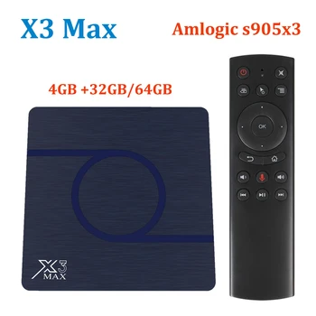 

X3 Max Android Tv Box Android9.0 Amlogic S905X3 4GB32GB TV Box 8K 1080P HD Dual WIFI Google Player 4GB64GB X3 Max Tv Box