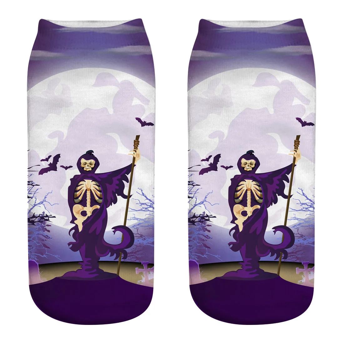 3D Halloween Pumpkin Witch Zombie Ghost Tomb Print Medium Sports Socks High Quality Unisex Casual Print Socks - Цвет: WSJ31