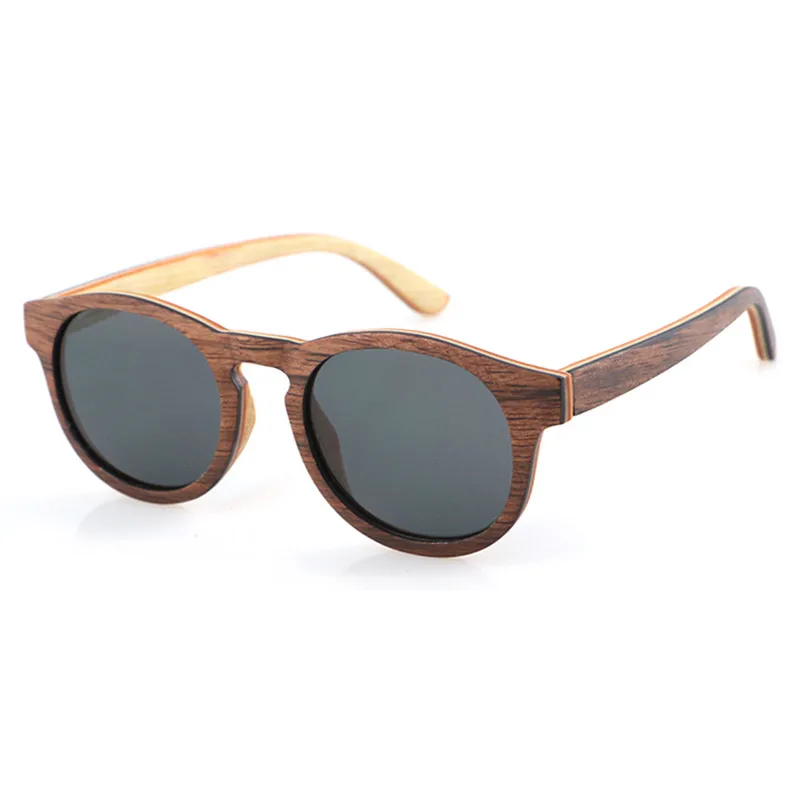 

Dropshipping Latest Polarized Designer Girls Children Toddler Cat Eye Black Ebony Wood Laminated Sunglasses with Logo