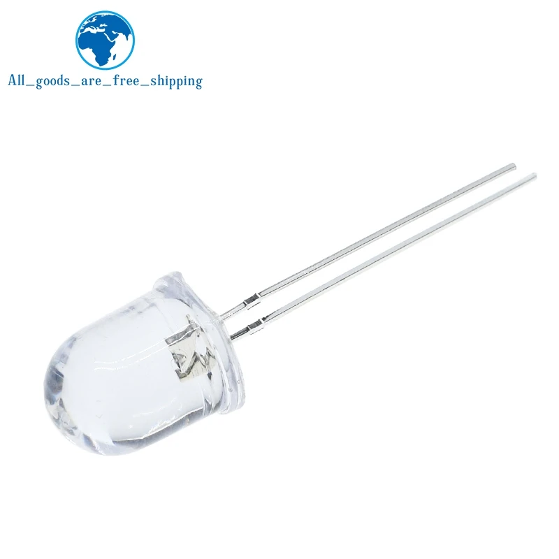 10/50 Stück 10 mm LED 5 Farben Rot Blau Gelb Grün Weiß Transparent 20 mA 0,75 W Ultrahelle runde LED-Leuchtdiodenlampe – Detail 15