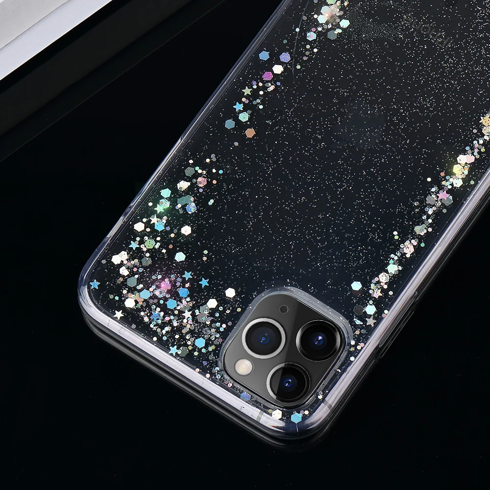 LLZ. COQUE чехол сверкающий с блестками для Iphone 11 Pro Max X 8 7 6 6S Plus XR XS MAX 5 SE 5S Тонкий Прозрачный Алмазный силиконовый чехол
