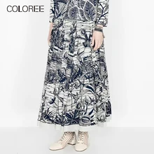 Новинка, Весенняя элегантная повседневная женская юбка миди, винтажная плиссированная юбка с высокой талией и цветочным принтом для женщин, модная женская юбка