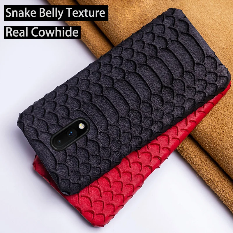 

Phone Case For One plus 6 6T 7 7 Pro Cowhide snake texture Case For 3 3T 5 5T Back cover