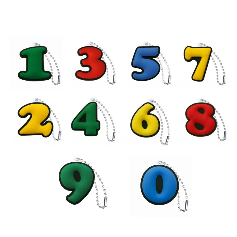 

New 1pcs Colorful Numbers PVC Keychain Mini Charm Key Chain Key Ring for Children Key Holder Cute Trinkets Kids Xmas Gift