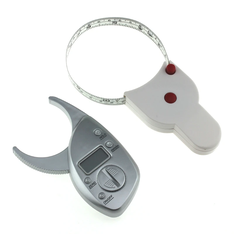 

Digital Body Fat Caliper + Waist Measuring Arm Hips Tape Measure Analyzer Kits
