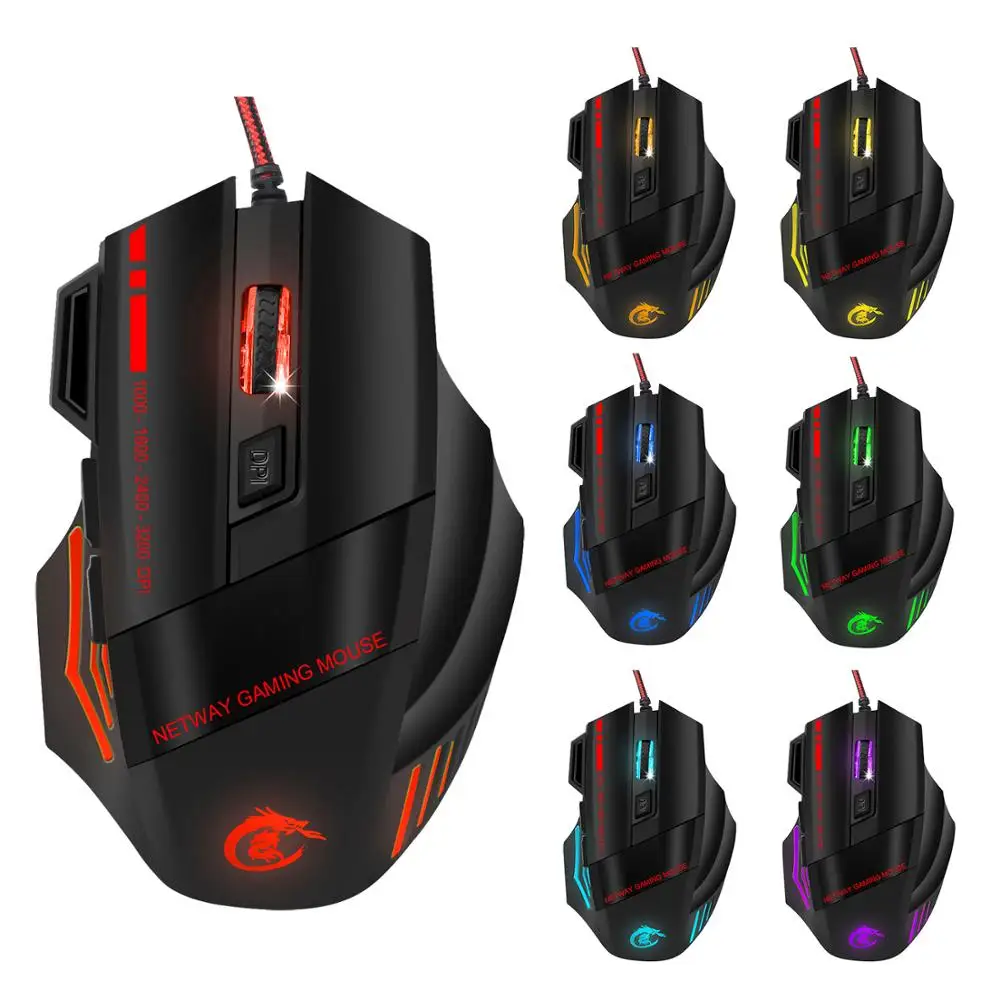 HXSJ Colorful Illuminated Gaming Mouse Wired optical peripheral mouse Office | Компьютеры и офис