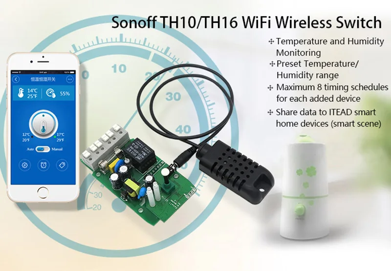 SONOFF SI7021/AM2301 водонепроницаемый датчик контроля температуры и влажности Приложение Поддержка умный переключатель домашний пульт дистанционного управления