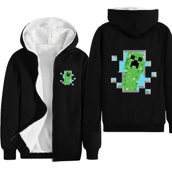 

2020 ebay explosion models hot games cartoon children kids plus velvet coat children's clothing Minecrafted winter Pile, soft