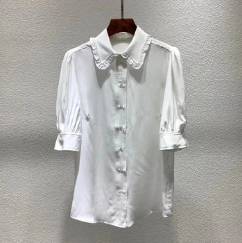 

2020 Autumn and Winter New Women's Silk Romantic Simple Elegant Silk Shirt