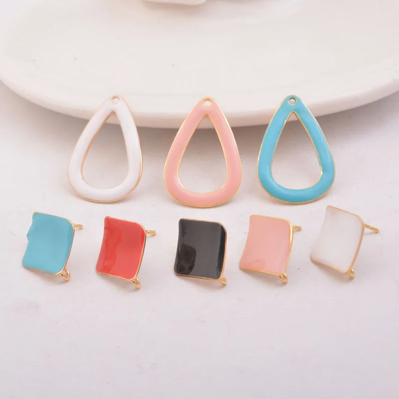 

10pcs Enamel Pendant Base Water Drop Charms Gold Earring Setting Connector High Quatily Copper Ear Findings DIY Jewelry Part