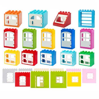 

Big Size Door Window Building Blocks Bulk Scenes model Household Door window wall Diy Toys For Children Gift