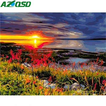 

AZQSD Paint By Number Canvas Painting Kits Landscape DIY Handmande Gift 50x40cm Oil Painting By Numbers Sunset Decor For Home