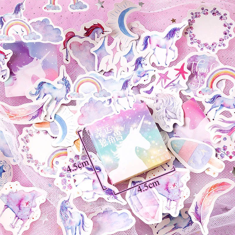 46Pcs/Box Cute Unicorn Stickers Kawaii Stationery Adhesive For Girls Gifts DIY Diary Scrapbooking Photo | Канцелярские наклейки -32980904407