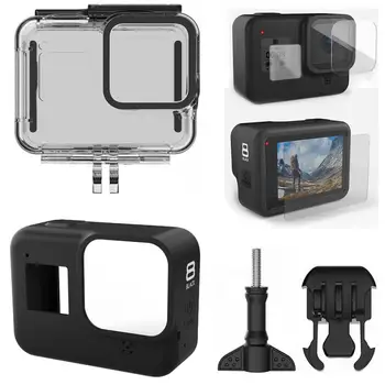 

Tempered Glass Sports Camera Waterproof Case Silicone Case Sports Video Cameras Accessories Suitable For GoPro Hero 8