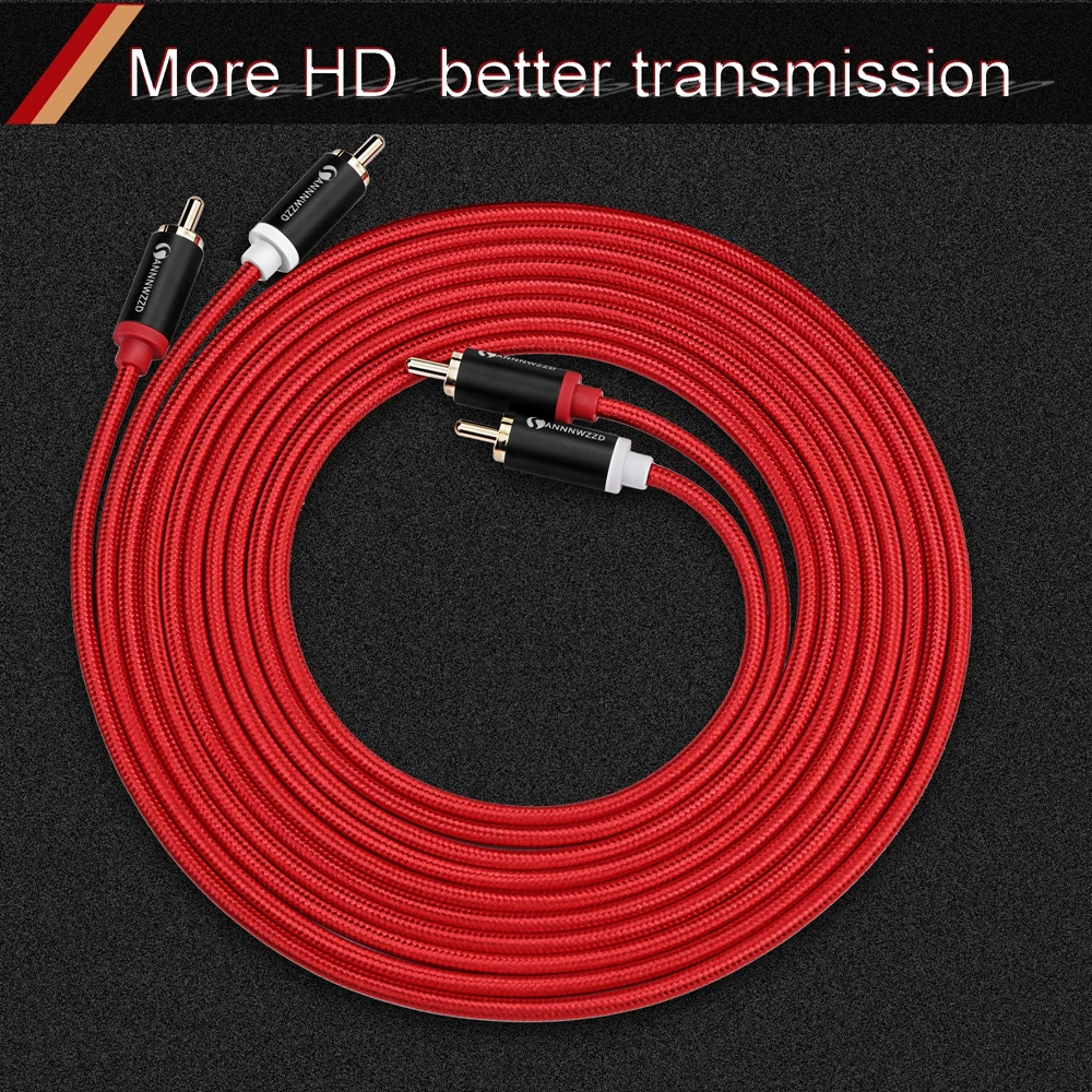 Аудиокабель 2RCA к 2 RCA штекер позолоченный аудиокабель м 3 5 для домашнего