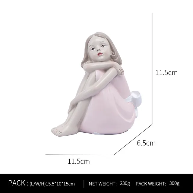 Ornaments For Home Cute Girl Rabbit Elephant Horse Statues Sculptures Figurines For Interior Room Decor Living Room Decoration Little girl pink