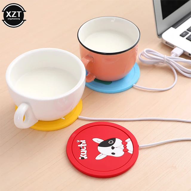 Coussin chauffant USB en silicone pour tasse à café et à thé, gadget de  dessin animé, mince, pas de polymères ALD, joli cadeau - AliExpress