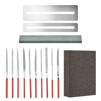 

14Pcs Diamond Files Kit Guitar Nut Saddle Groove Polishing Tool Grinding Stone Sponge Frets Musical Instrument Diy Set