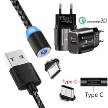 Магнитный USB QC 3,0 быстрое зарядное устройство Asus Zenfone 6 ZS630KL Redmi Note 7 type C Магнитный зарядный провод для Samsung S8 A40 A70 A5 A7