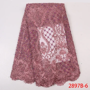 

African Lace Fabric High Quality Latest Nigerian Lace Styles Embroidered Lace Handmade Beaded Lace Fabric For Wedding GD2897B-6