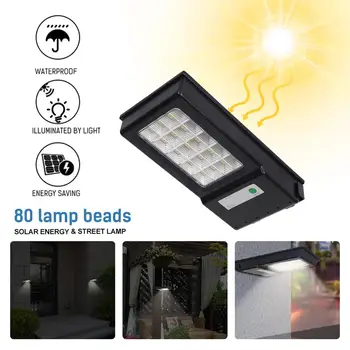 

80LED Solar Street Light Outdoor Solar Motion Sensor Wall Light IP65 Waterproof Solar Wall Lamp cool white for Garden Park Patio