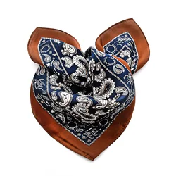 Luxurious Silk Summer Scarf for Women - Elegant Cashew Print Bandana & Headscarf Gift (Navy Blue)