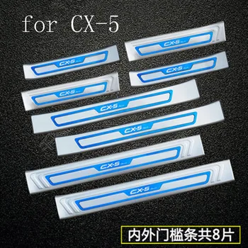

stainless steel Door Sill Scuff Plate Guard Stainless Door Sills Protector Sticker Car Styling for Mazda CX-5 2017-2020