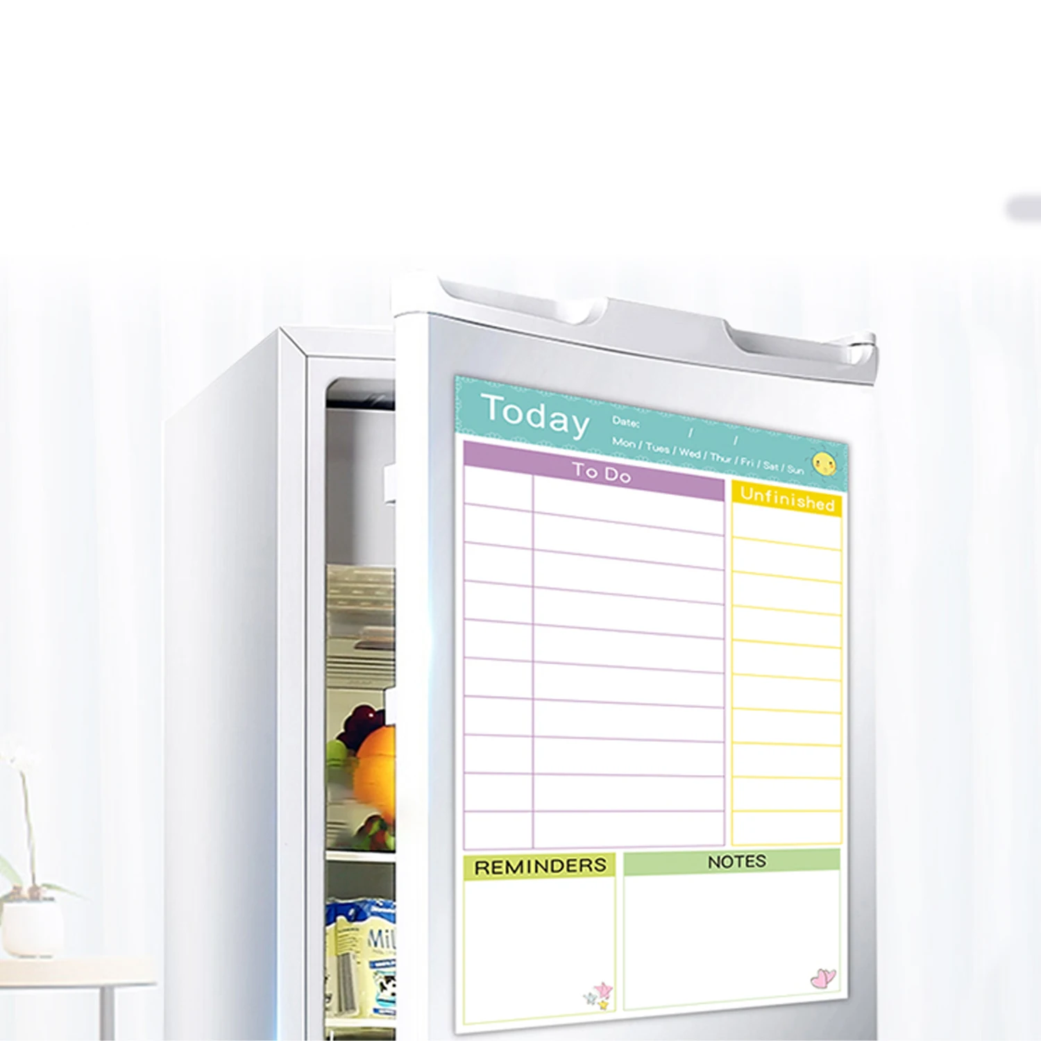 

50x30cm Magnetic Whiteboard Dry Erase White Board Daily Planner Recording Board with Marker Eraser for Fridge Refrigerator
