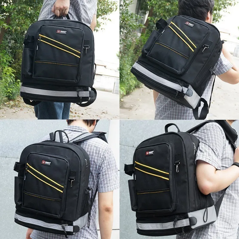 LAMEZIA Multifunction Waterproof Backpack Tool Work Oxford Cloth Bag Electrician Carpenter Instrument Cases With Handbag Toolkit