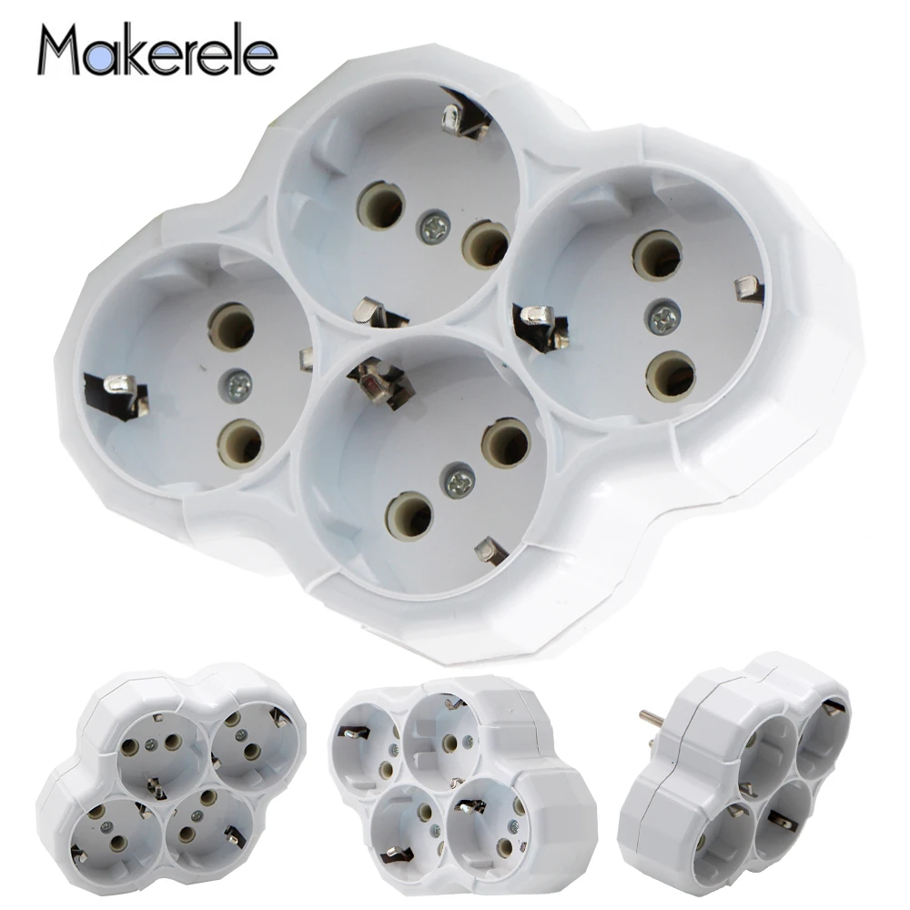 

MK-AJ-1C3EU-2 EU Standard Conversion Socket Power Adapter Socket Plug 1 TO 4 Way 16A AC 110v-250v Wireless Extended Socket