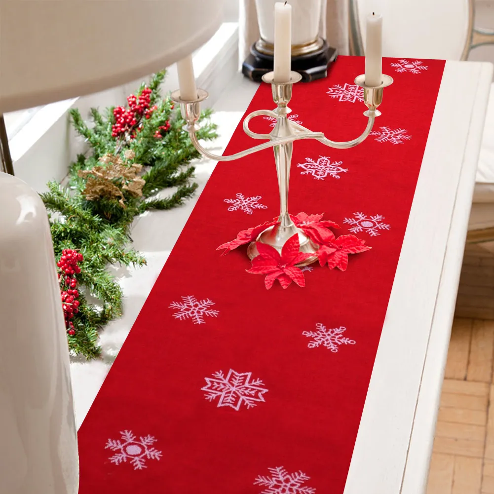 Теплая Рождественская скатерть с вышитыми цветами, рождественские вечерние скатерти для украшения стола