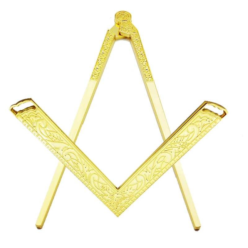 YL 2 Pcs/Set Compass and Square Masonic Etiquette Main Beautiful Lodge Tools in Gold/Silver Finely Gilt Metal Masonic Work Tools masonic work tools