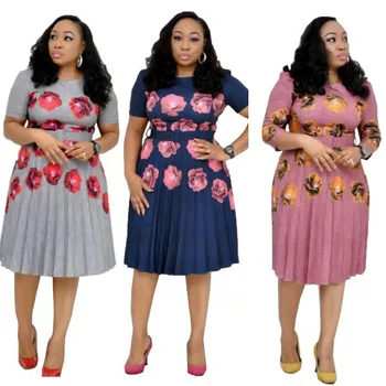 

New style African Women clothing Dashiki fashion Printed pleated commuter plus-size dress size S M L XL 2XL YW658