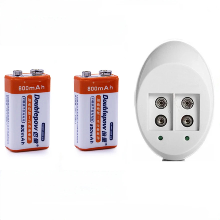 

New 2PCS 800mAh 9V Rechargeable Battery Children's Toy Lithium-ion Battery + 1PCS 9V Smart Charger