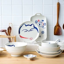 Японский творческий милый Кот керамическая посуда блюдо домашние тарелки чаши для риса и супа лапша