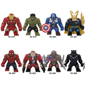 

Single Marvel Avengers Big Iron Man Black Panther Captain America Hulk Drax Destroyer Loki Spiderman building blocks Kid Toys
