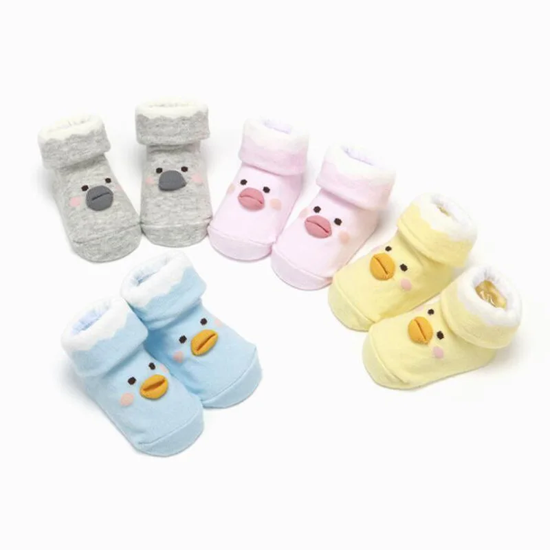 New cotton baby toddler socks 0-9 months cartoon little yellow duck baby socks non-slip foot socks