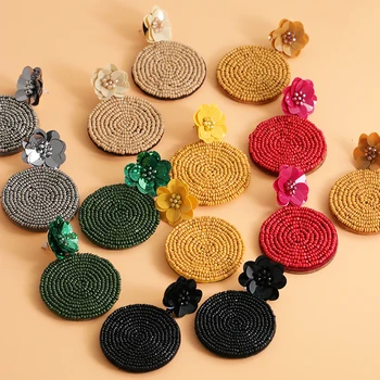 

JURAN Bohemia Colorful Beaded Earrings Handmade Seed Beads Drop Dangle Earrings For Women Statement Jewelry Big Brincos 2020 New