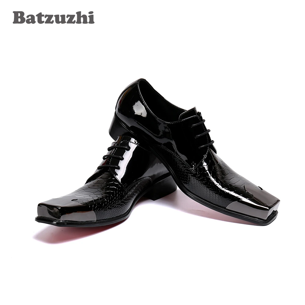 zapatos vestir de cuero negro para hombre, calzado con punta cuadrada y para negocios|Zapatos formales| - AliExpress