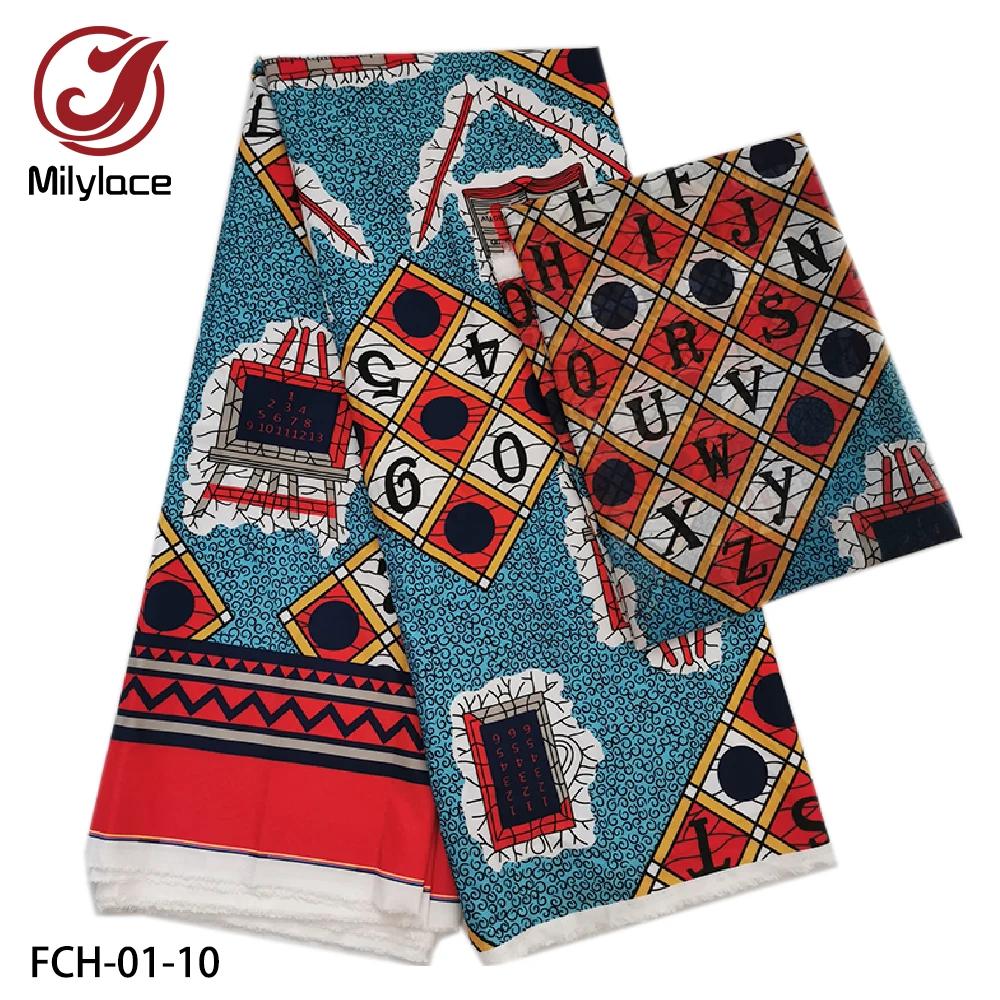 New African Printing Unique Tiancy Fabric Stretch Fabric 4 yards+ 2 yards Printing Chiffon Fabric for clothing FCH-01