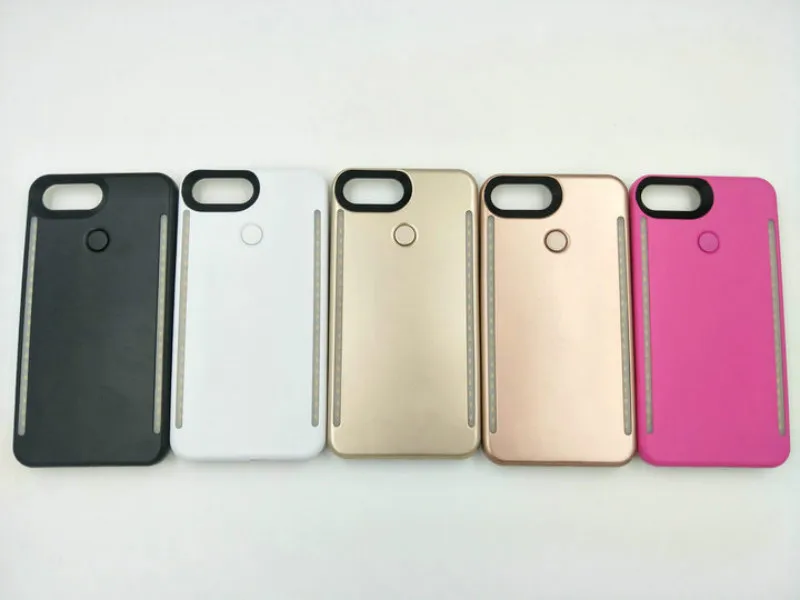 

Luxury Two-sided Luminous Phone Case For iPhone 6 6s 7 8 Plus X Perfect Selfie Light Up Glowing Case Cover