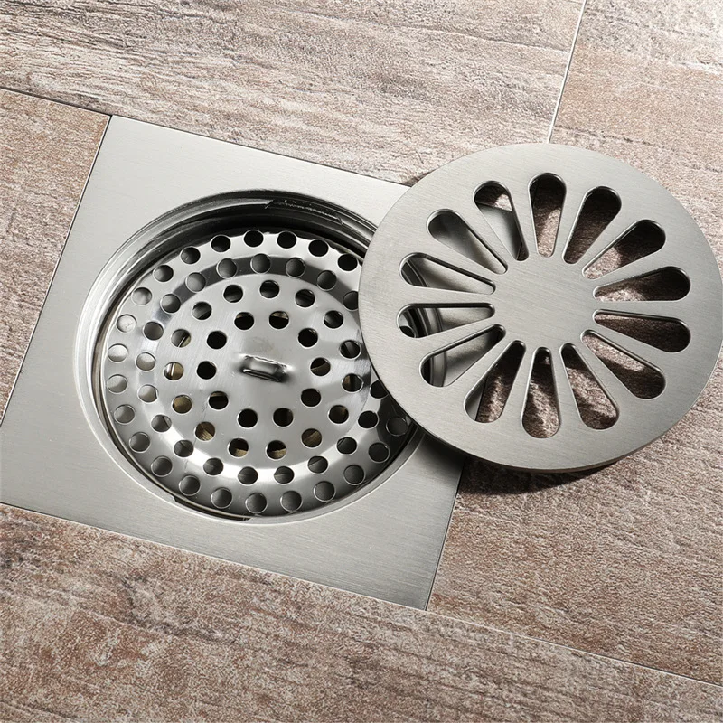 

Copper Wire Drawing Flower-Shaped Deodorizing Pest Control Anti-Water Bathroom Large Flow Bathroom Floor Drain HIDL018-3