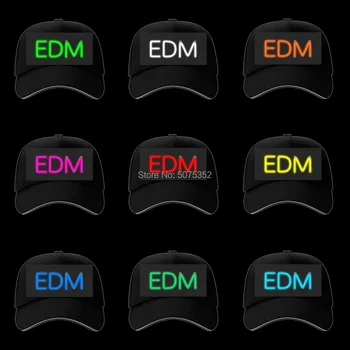 

Fashion New LED Light Hip Hop Caps Neon Light Baseball Cap Dance EL Wire Letter Cap For Christmas Stage Show Decor