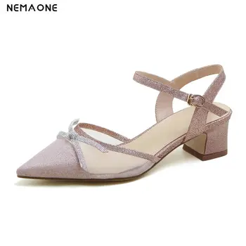 

Fashion Elegant Party Wedding Casual Women Shoes Butterfly Knot Ankle Strap Pointed Toe Thin Heel Shallow Shoes Woman