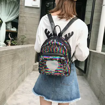 

Women Girl's Unicorn Sequin Mini Backpack School Rucksack Travel Kids Small Bag