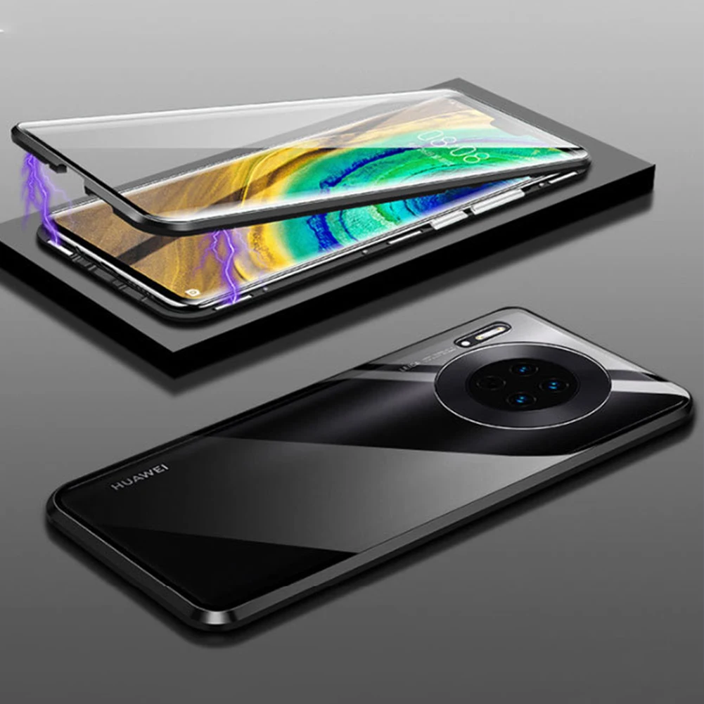 Полный магнитный металлический бампер чехол для huawei mate 30 Pro двусторонний закаленное стекло полное покрытие Защитный чехол противоударный Fundas